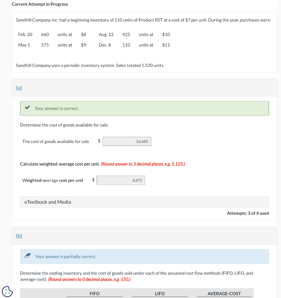 Please help me with all 3 sections. FIFO, LIFO, and Average-Cost Sandhill