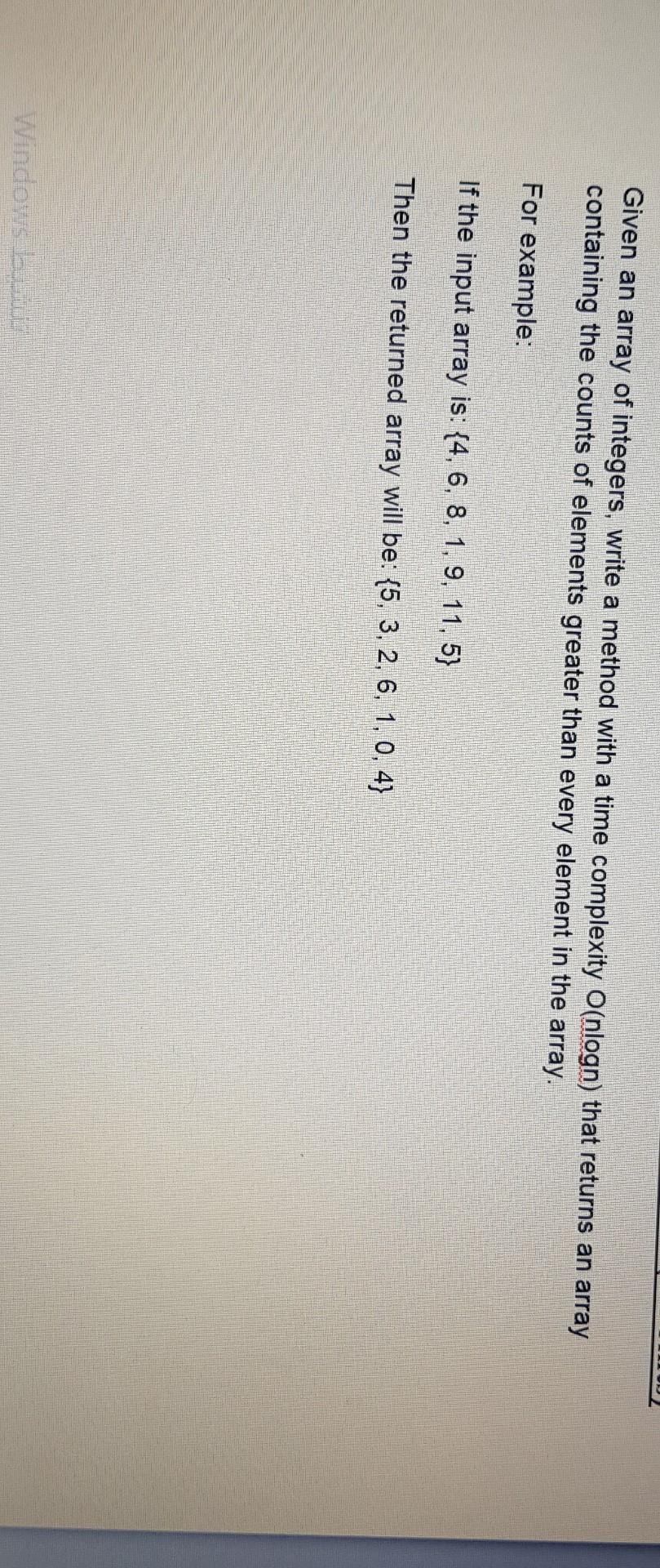 a ti containing the counts of elements greater than eve For example: