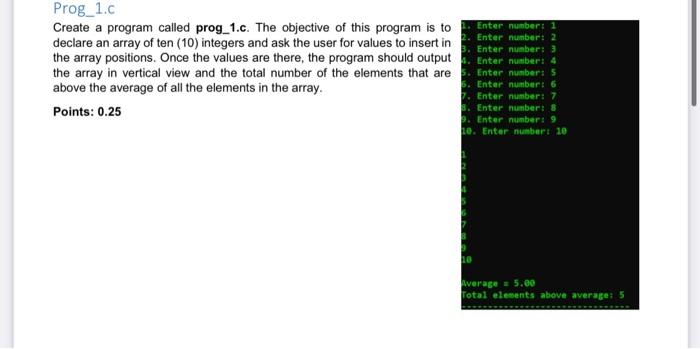  Prog_1.c Create a program called prog_1.c. The objective of this program