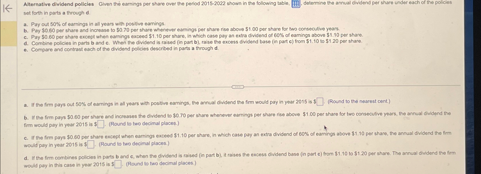  set forth in parts a through d. a. Pay out 50%