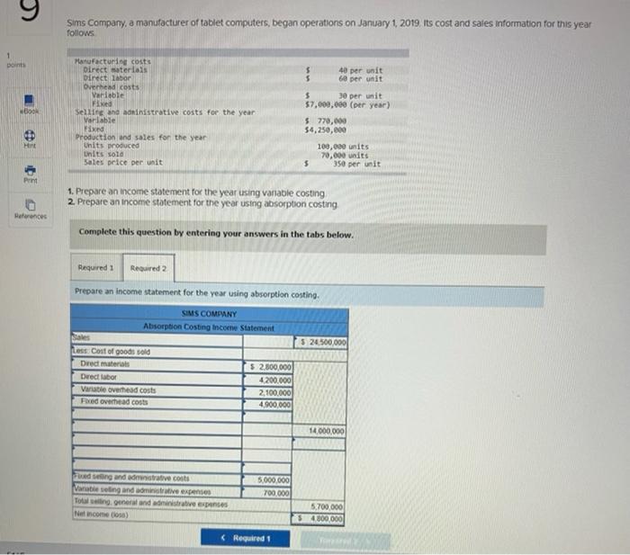 Hirt Print References Sims Company, a manufacturer of tablet computers, began operations