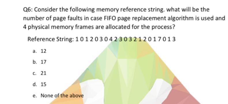  Q6: Consider the following memory reference string. what will be the
