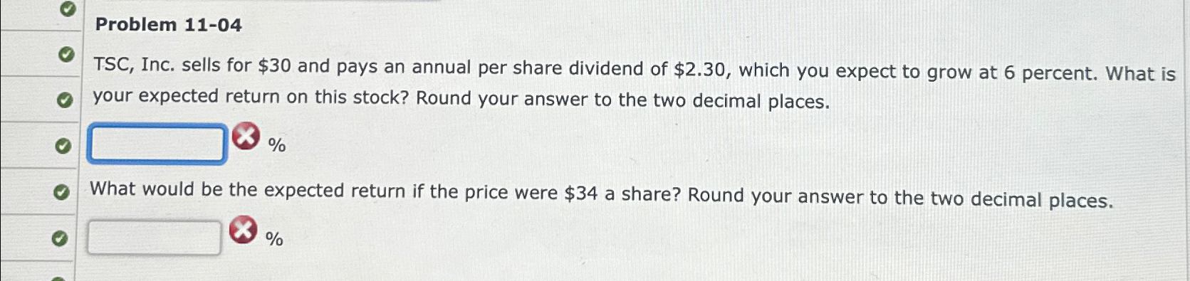  Problem 11-04 TSC, Inc. sells for $30 and pays an annual