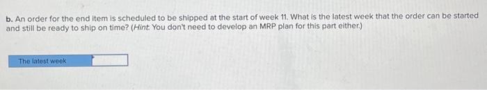 end item, lead times, and quantities on hand. Click here for the