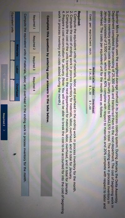  Superior Micro Products uses the weighted-average method in its process costing