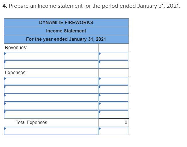 On January 1, 2021, the general ledger of Dynamite Firewi Select the
