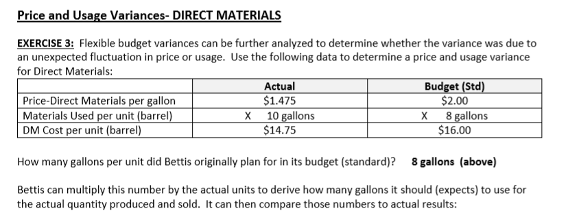 c) Exercise 3: What is the Direct Materials Price Variance? See circle