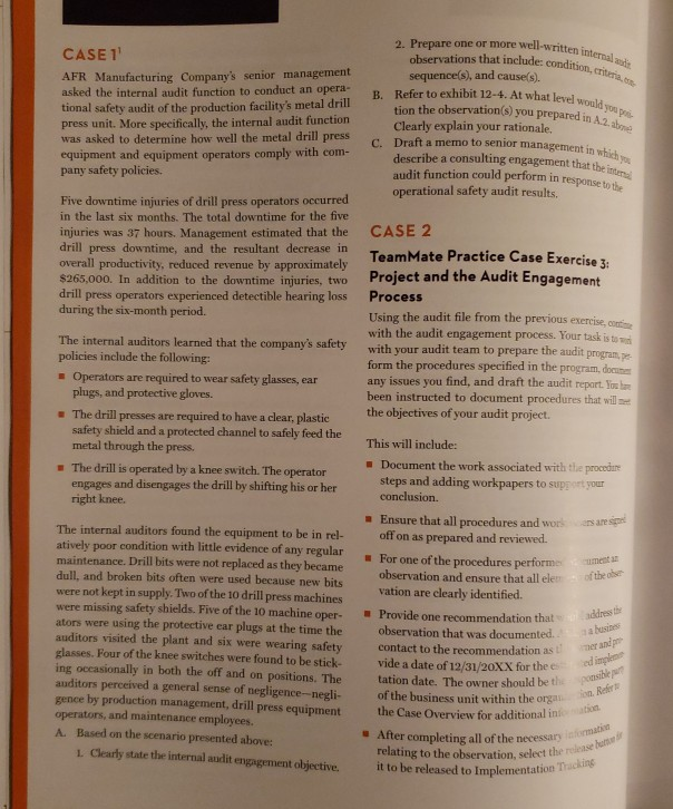 case 1, answering A, B, C 2. Prepare one or more