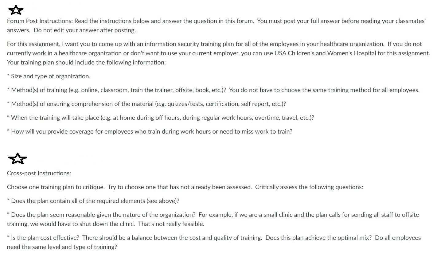  Forum Post Instructions: Read the instructions below and answer the question