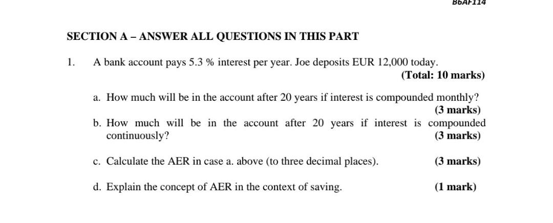 please do it in 10 minutes will upvote BbA114 SECTION A