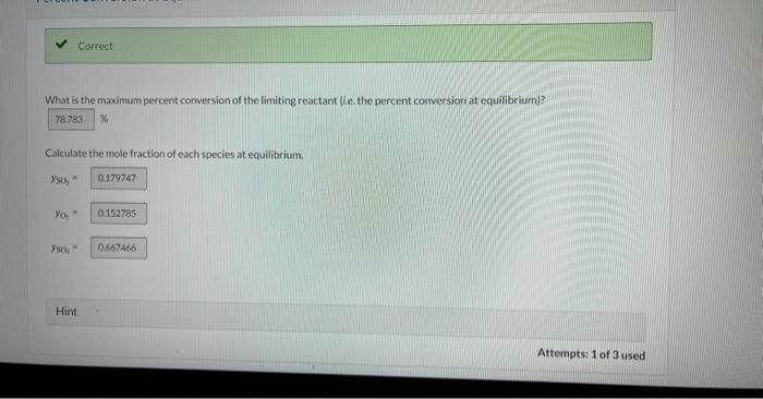 of sulfur dioxide and 5.80kmol cxygen. which react reversibly to form sulfur