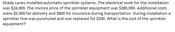 Shady Lanes installed automatic sprinkler systems. The electrical work for the