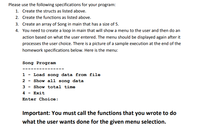 display a menu and take action depending on what the user enters.