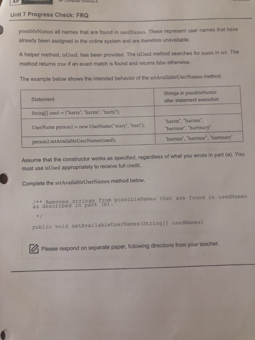 IN JAVA. Assume that the classes listed in the Java Quick Reference