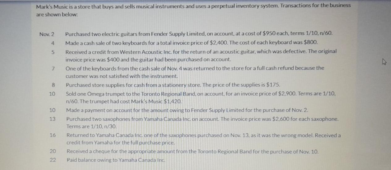  answer in the format in the picture pls explain Mark's Music