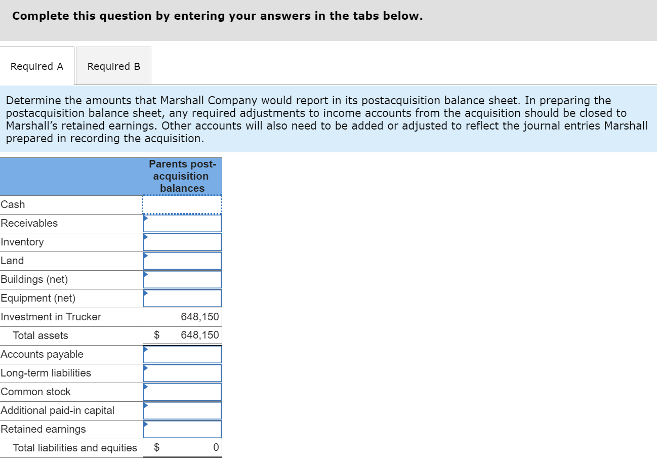 January 1, 2018, Marshall Company acquired 100 percent of the outstanding common