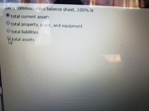  On a common seized balance sheet, 100% is total current assets