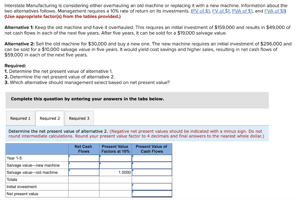 it with a new machine. Information about the two alternatives follows. Management