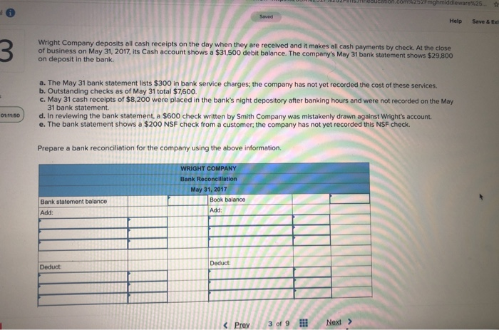  education.com/252Fmghmiddleware%25. Saved Help Save & Ex 3 Wright Company deposits all