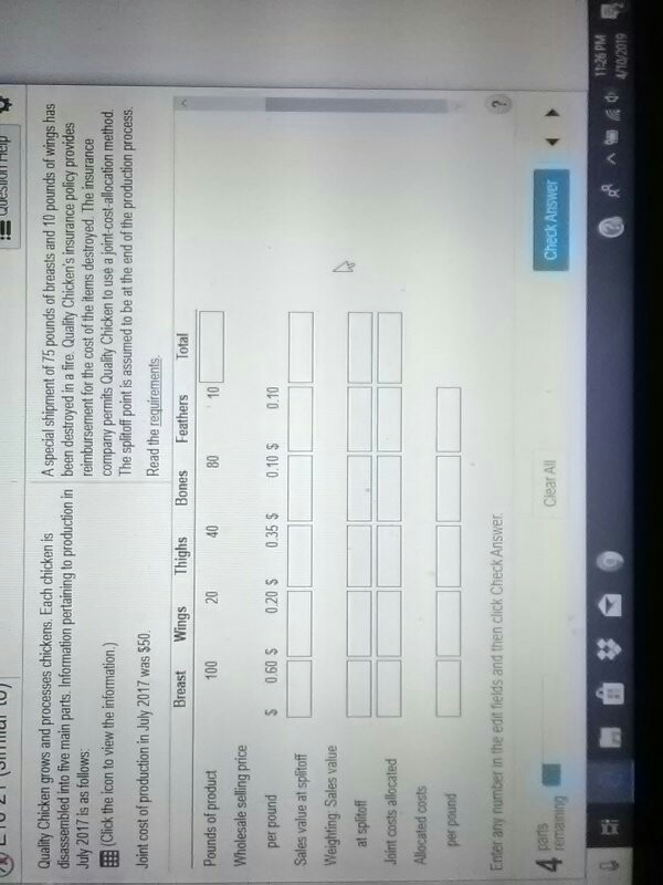 Quality Chicken grows and processes chickens. Each chicken is disassembled into