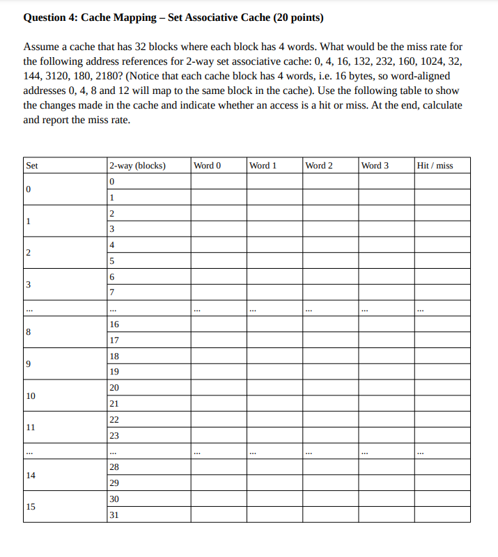  Can you pls solve the problem on this table? Question 4: