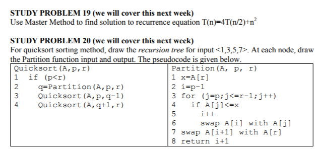 = 0(n), T(n) = 0(n log n), T(n) = O(n2), T(n)- (n),