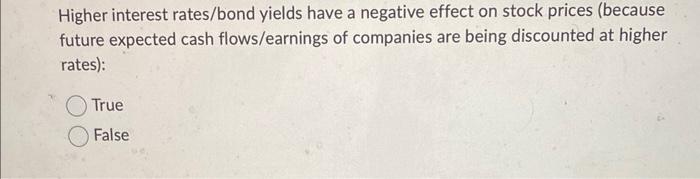  Higher interest rates/bond yields have a negative effect on stock prices