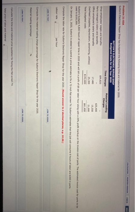  CALCULATOR PRINTER VERSION BACK Problem 21-OJA Sutton's Electronic Repair Shop has