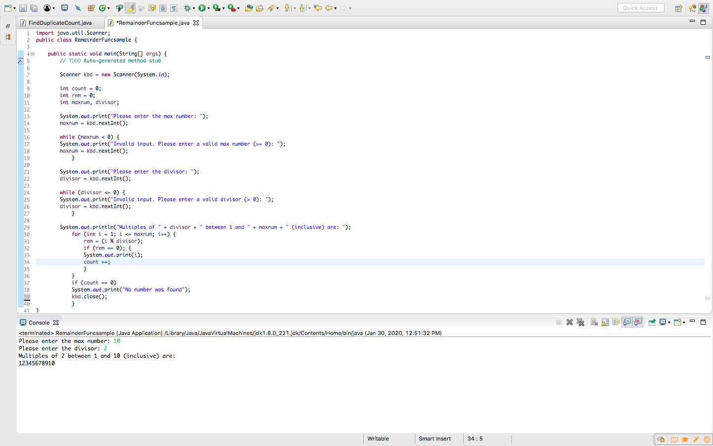 need help solving that mistake so that the code outputs the multiples
