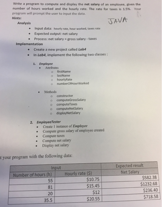  Write a program to compute and display the net salary of