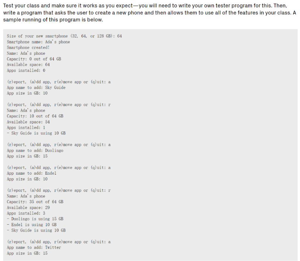 write a program to help people add and remove apps from their