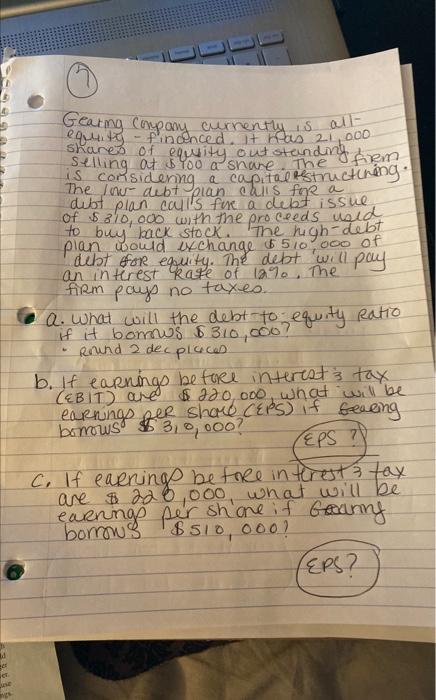 is considering a capitalestruct a dibt plan calls fre a debt issue