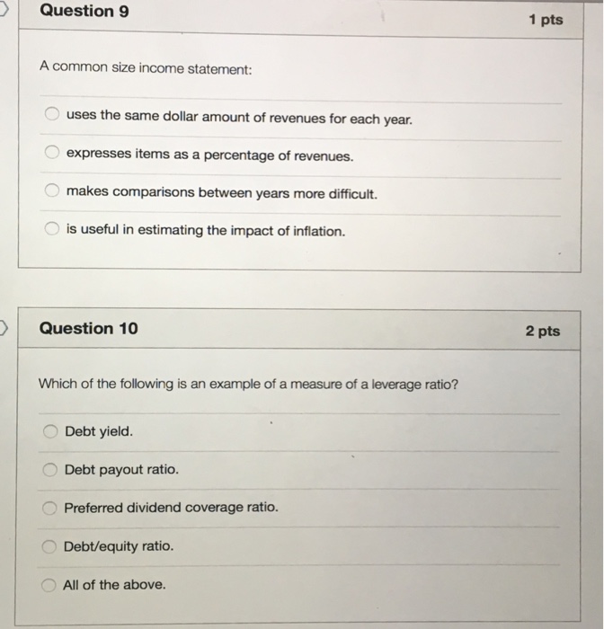  A common size income statement: uses the same dollar amount of
