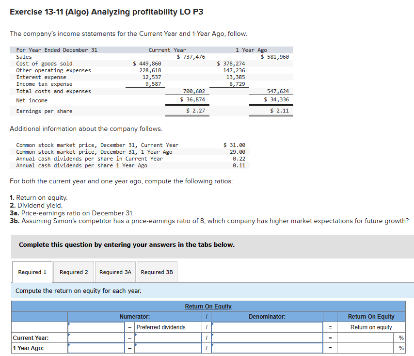 information for the Exercises below. (Algo) [The following information applies to the