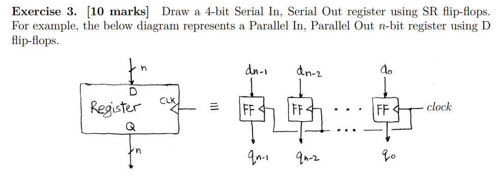  Exercise 3. [10 marks] Draw a 4-bit Serial In, Serial Out