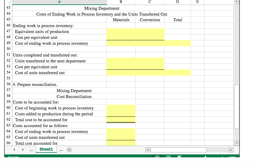 A1 X Hayword, Inc. uses weighted average costing and has two departments