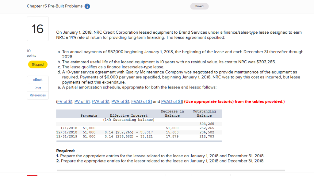 Chapter 15 Pre-Built Problems Saved On January 1, 2018, NRC Credit