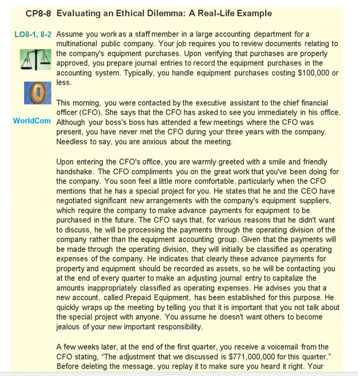 complete the below case. Note it is CP8-8 from the end of