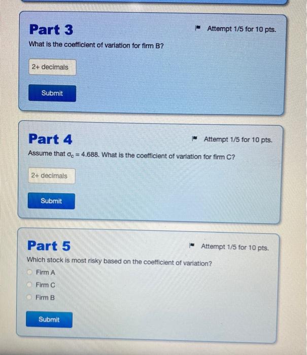 firm C are given below for various scenarios: Data for Firms A