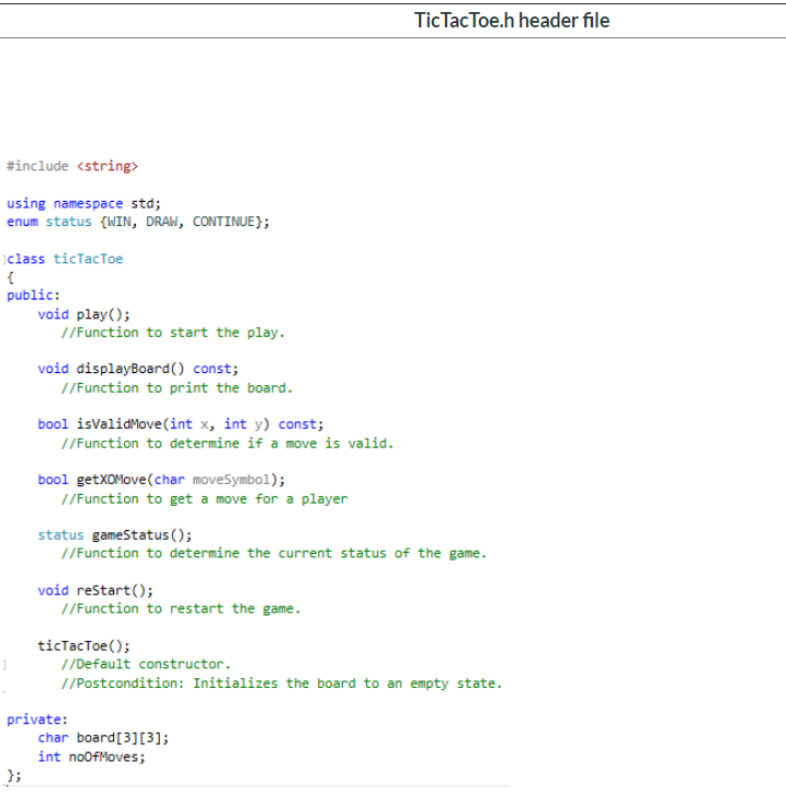 Software Engineering design and implementation concept and object class: Tic-Tac-Toe program Write