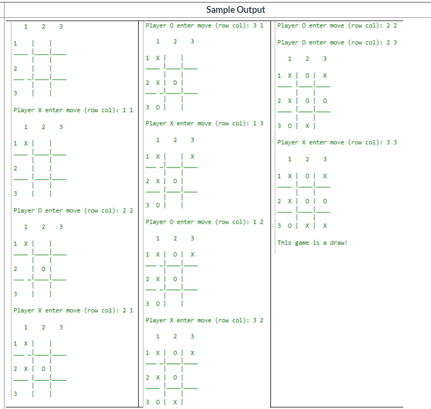 a program that allows two players (X and O) to play the
