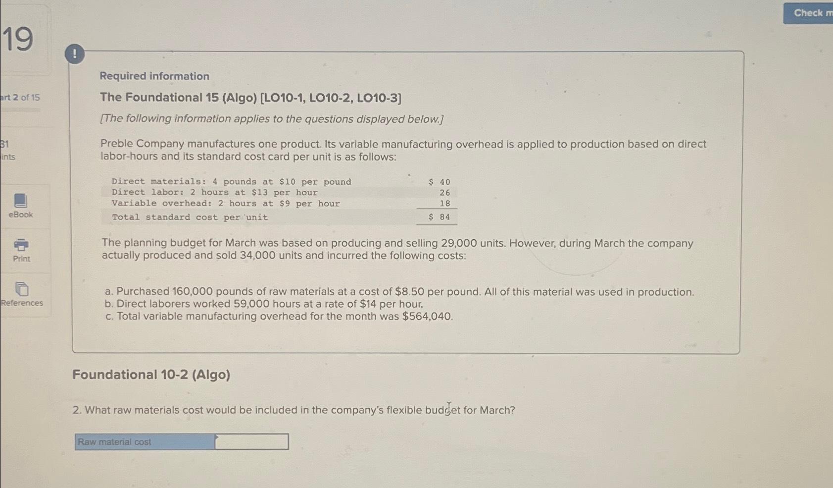  ! Required information The Foundational 15(Algo)[LO10-1, LO10-2, LO10-3] [The following information