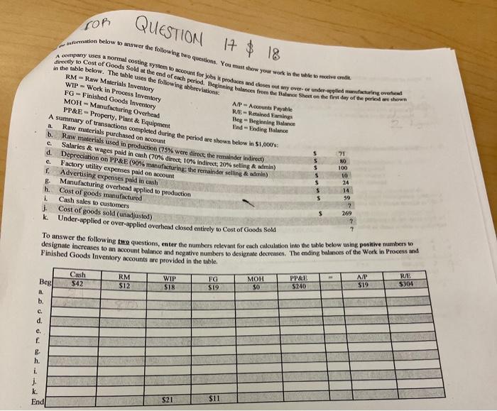 q18 Show Solutions please!!! OR QUESTION H7 $ 18 mation below to