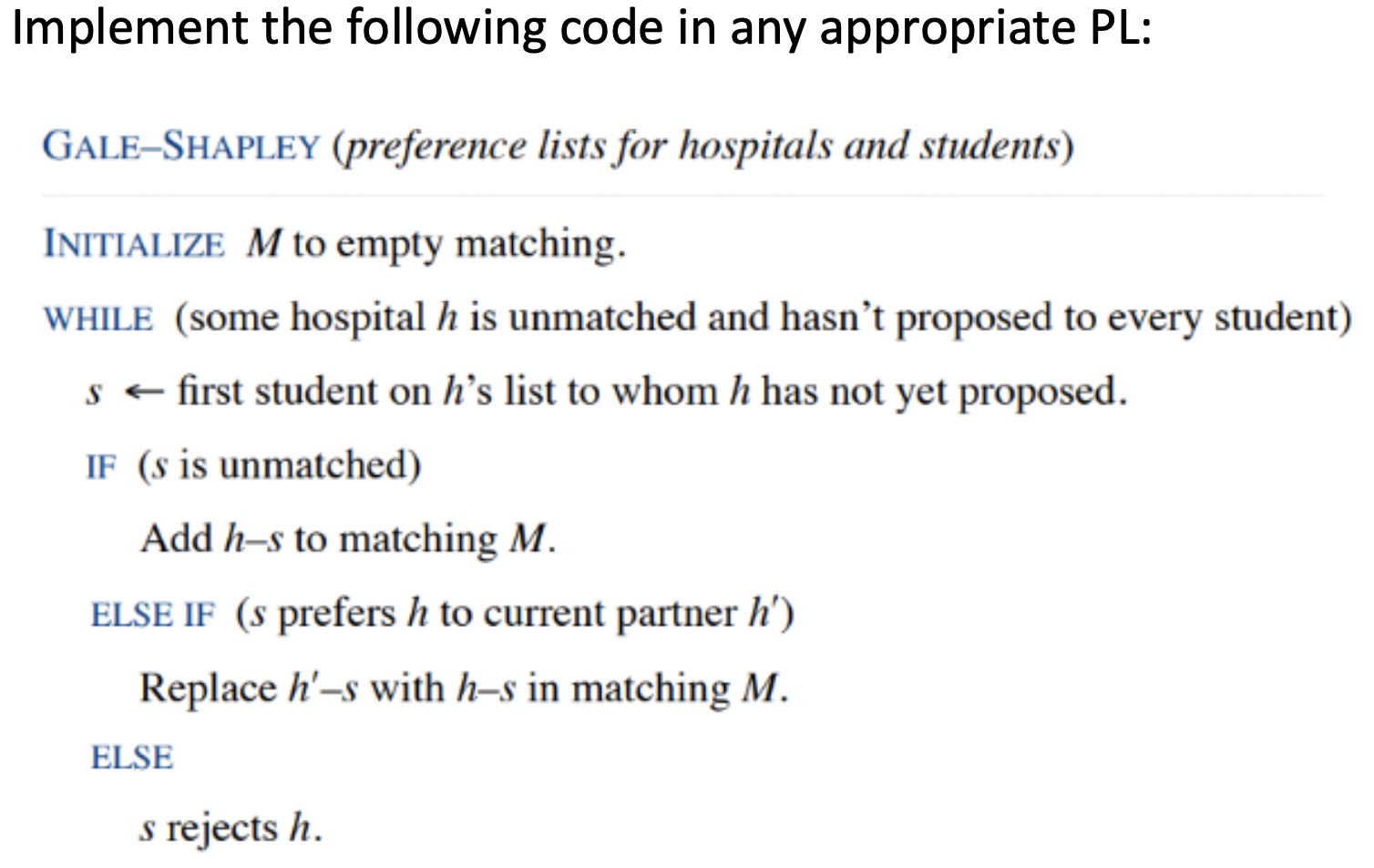 Language Python Run the program for this example Randomly shuffle the hospitals