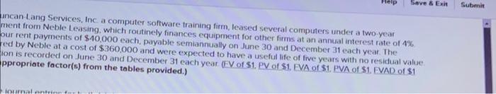 v Save & Exit uncan-Lang Services, Inc. a computer software training firm,
