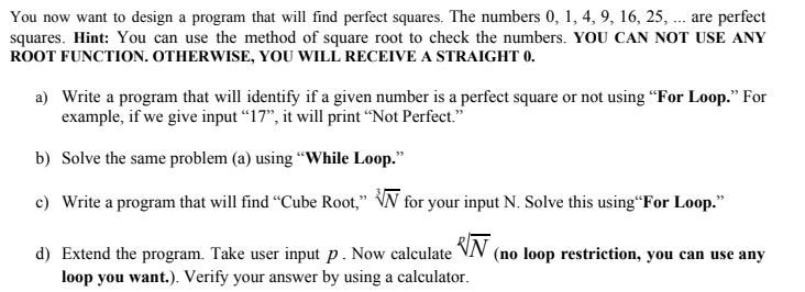 You now want to design a program that will find perfect