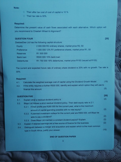  Work out question 4, both 4.1 and 4.2 Note: Their after