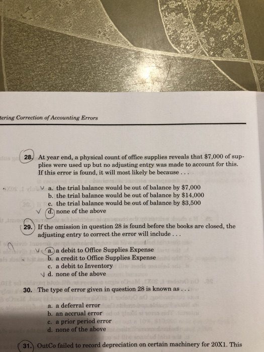  tering Correction of Accounting Errors 28 At year end, a physical