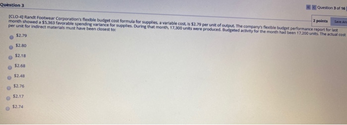  Question 3 of 16 Question 3 2 points Save Ant [CLO-4