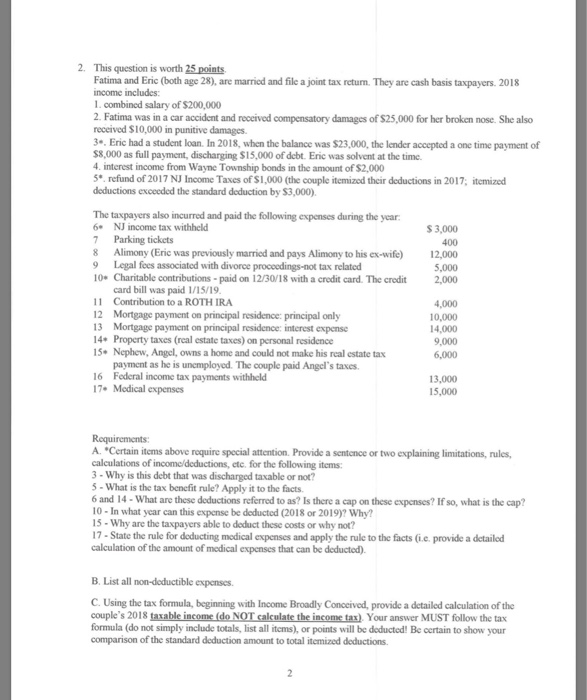 Just Need the C part. 2. This question is worth 25 points